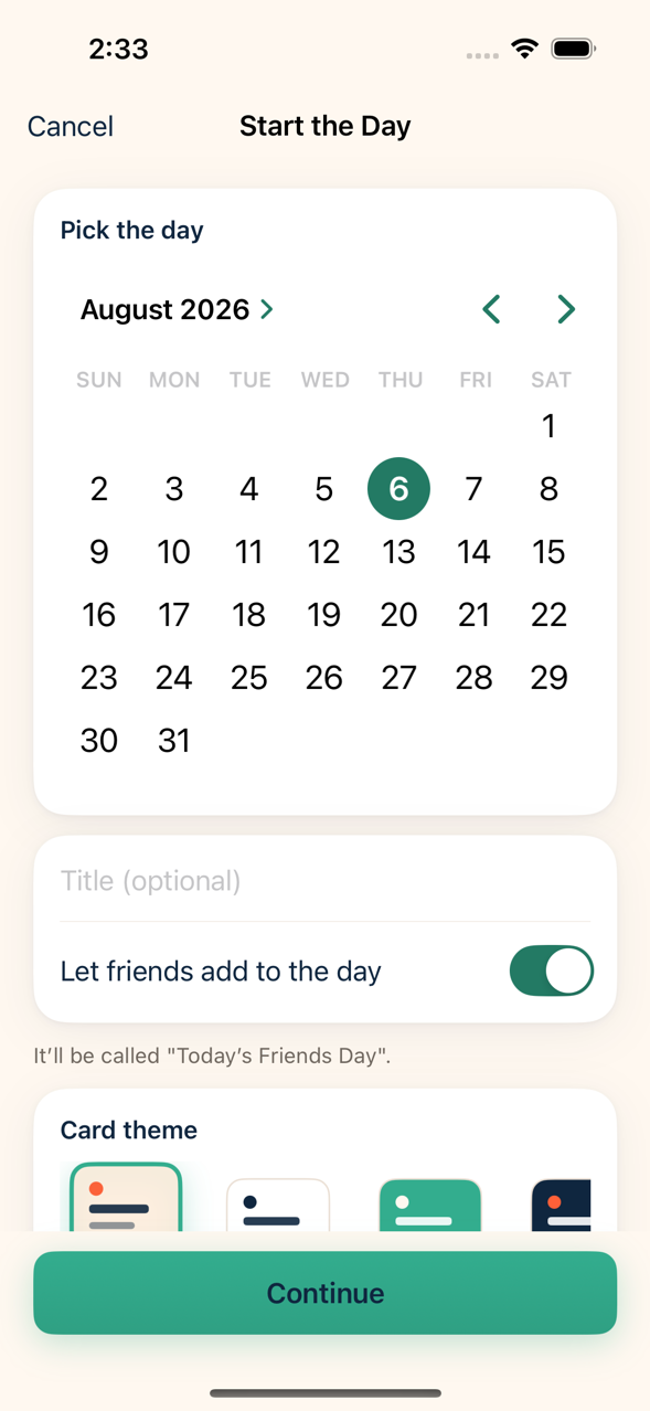 Picking the date on a full-size calendar.